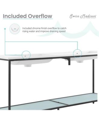 72 Double Stainless Steel Metal Frame Freestanding, Open Shelf, Bathroom Vanity