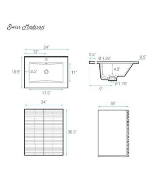 Cascade 24" Wall-Mounted Bathroom Vanity in Green Oak with Sink Top