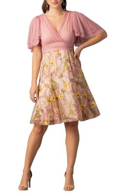 Women's Lillian Embroidered Mesh Midi Cocktail Dress
