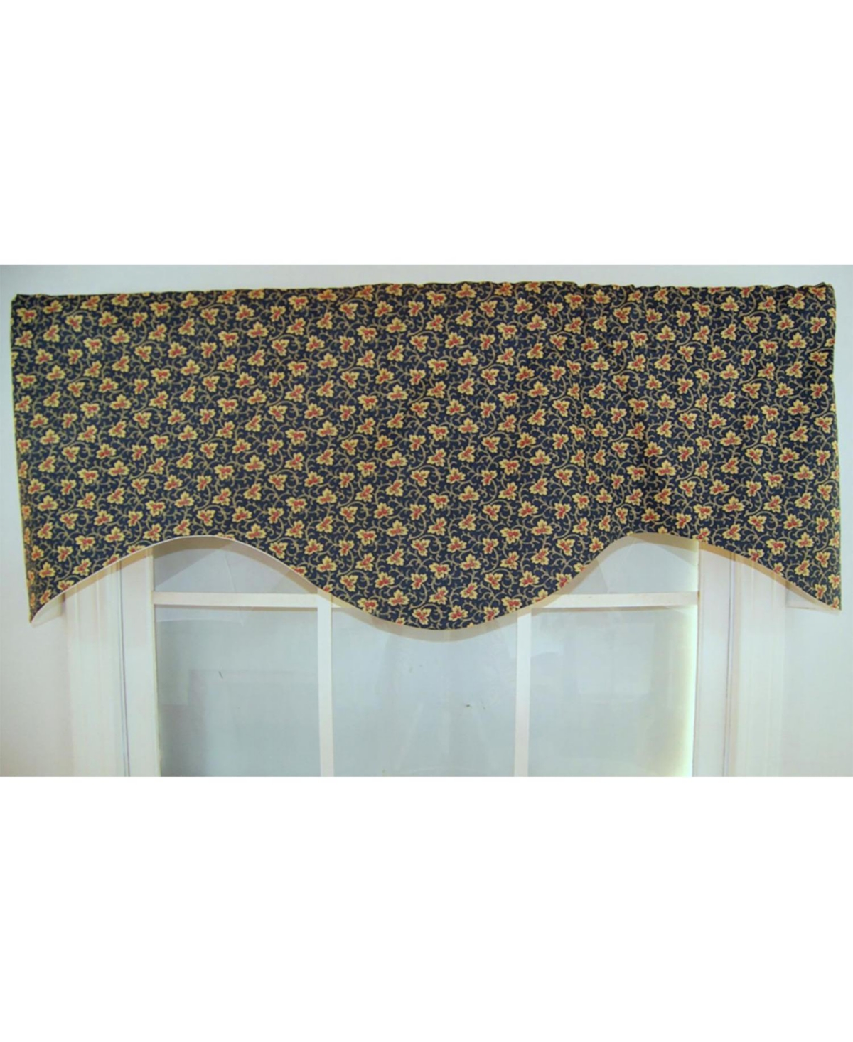 Rlf Home Fenia Cornice 100% Cotton with Fully Lined 3" Rod Pocket Valnance for Windows 50" x 17" Blue