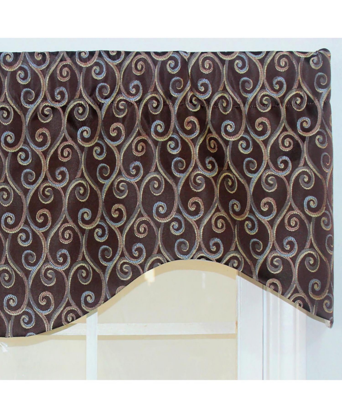 Rlf Home Twine Cornice 100% Cotton with Fully Lined 3" Rod Pocket Valnance for Windows 50" x 17" Cocoa