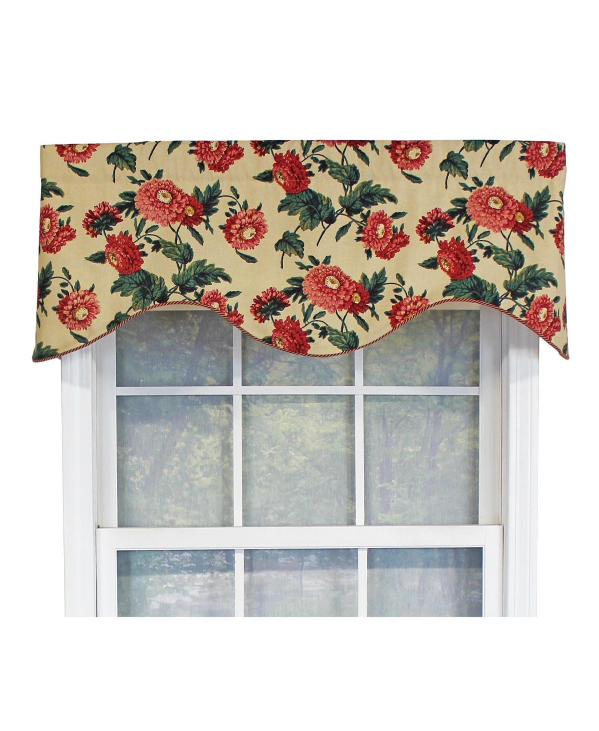 Rlf Home Ennis Corded Cornice 100% Cotton with Fully Lined 3" Rod Pocket Valnance for Windows 50" x 17" Butter