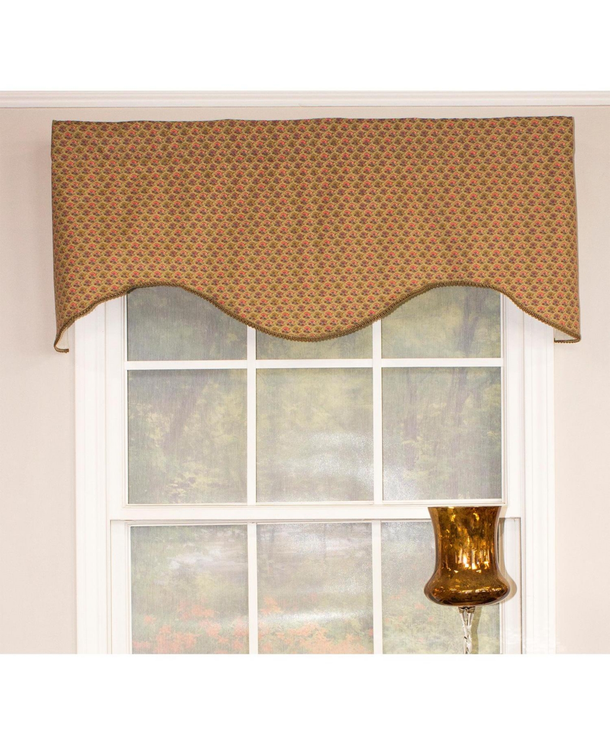 Rlf Home Meadow Cornice 100% Cotton with Fully Lined 3" Rod Pocket Valnance for Windows Curtains
