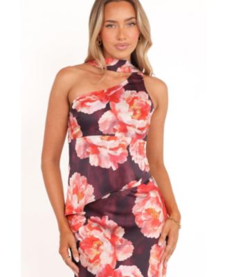 Women's Georgina One Shoulder Skirt Set - Burgundy Peony