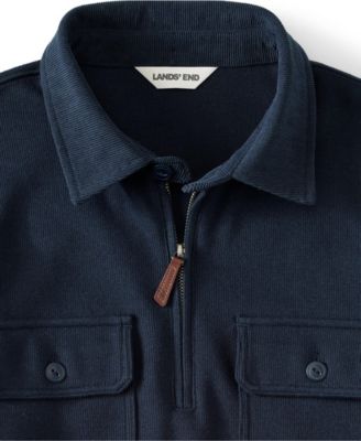 Men's Long Sleeve Corduroy Collar Bedford Rib Quarter Zip