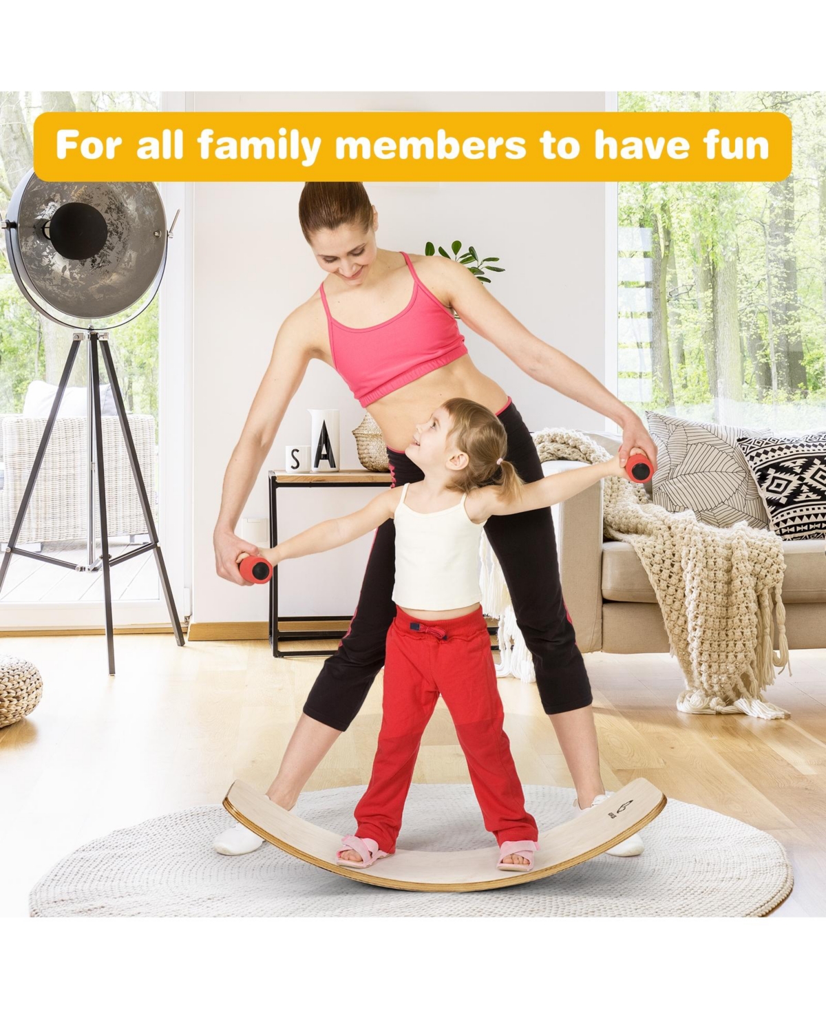 Mecale 35 Inch Wooden Balance Board for Kids and Adults Support 660 Lbs