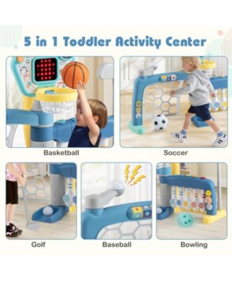 5 in 1 Toddler Sports Toy with Adjustable Basketball Hoop for Baby Boys Girls 18 Months+