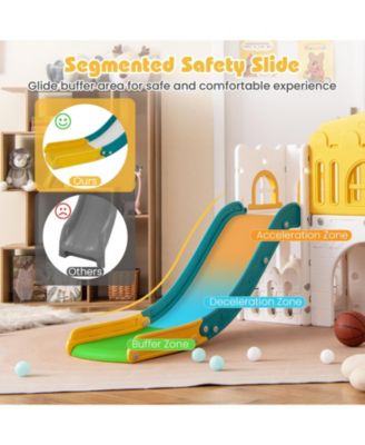 All-in-1 Toddler Slide Playset Playground with Tunnel and Ladder and Basketball