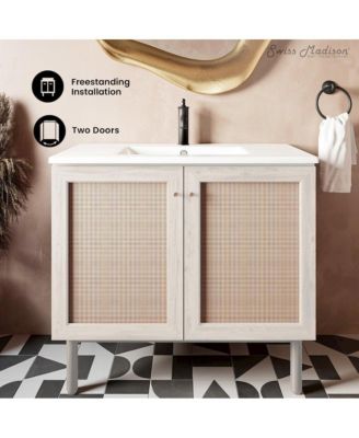 Classe 36" Freestanding Bathroom Vanity in White Oak with Sink Top