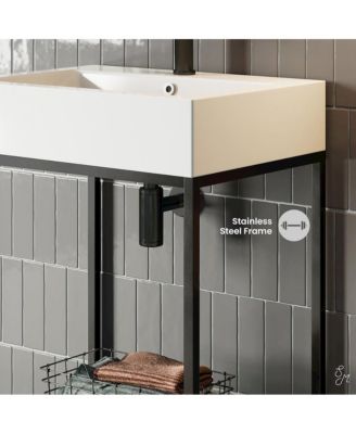 Pierre 24 Single, Freestanding, Matte Black Metal Frame Bathroom Vanity