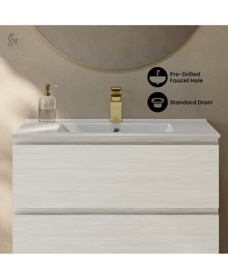 Liberte 30" Freestanding Bathroom Vanity in White Oak with Sink Top