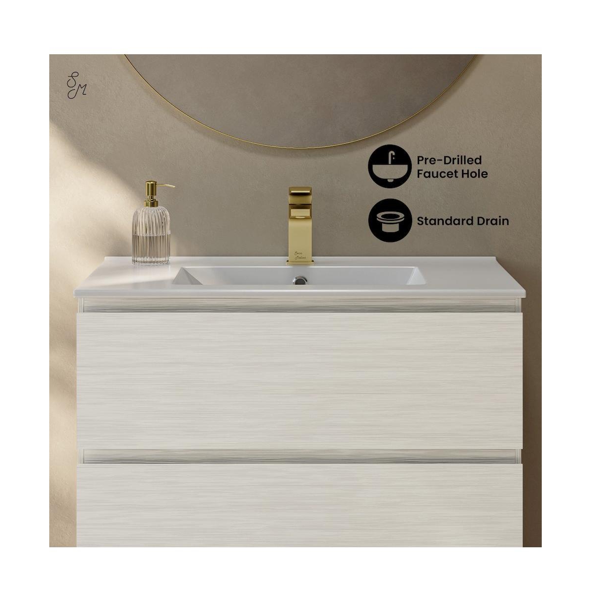 Swiss MadisonLiberte 30" Freestanding Bathroom Vanity in White Oak with Sink Top