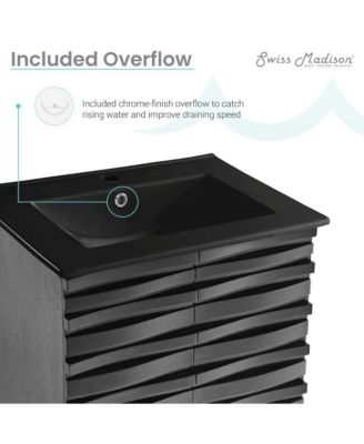 Cascade 24 in. Black Oak Bathroom Vanity With Black Ceramic Sink Top