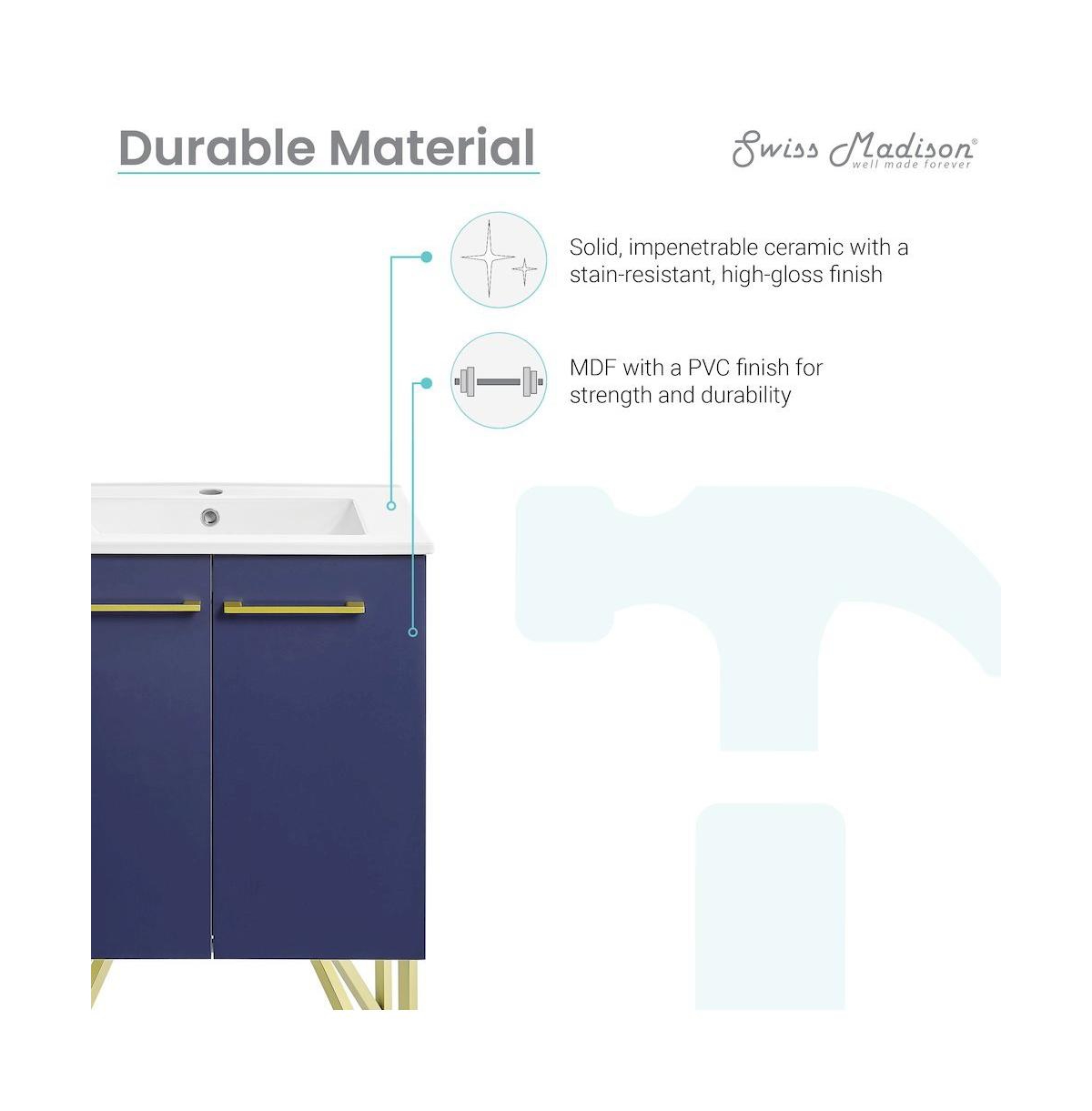 Swiss Madison Annecy 24" Freestanding Bathroom Vanity in Navy Blue with Sink Top