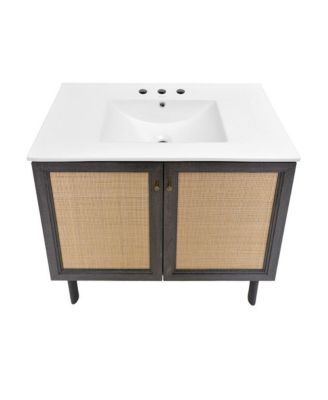 36" Freestanding Bathroom Vanity  3-Hole Widespread Sink Top