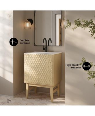 Bosse 24" Freestanding Bathroom Vanity in Natural Oak with Sink Top