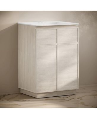 24" Freestanding Bathroom Vanity in White Oak with 3-Hole Centerset Sink Top