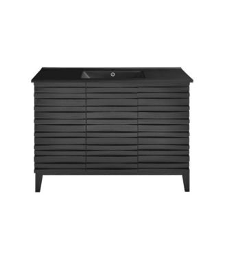 48 in. Cascade Oak Bathroom Vanity With Black Ceramic Sink Top