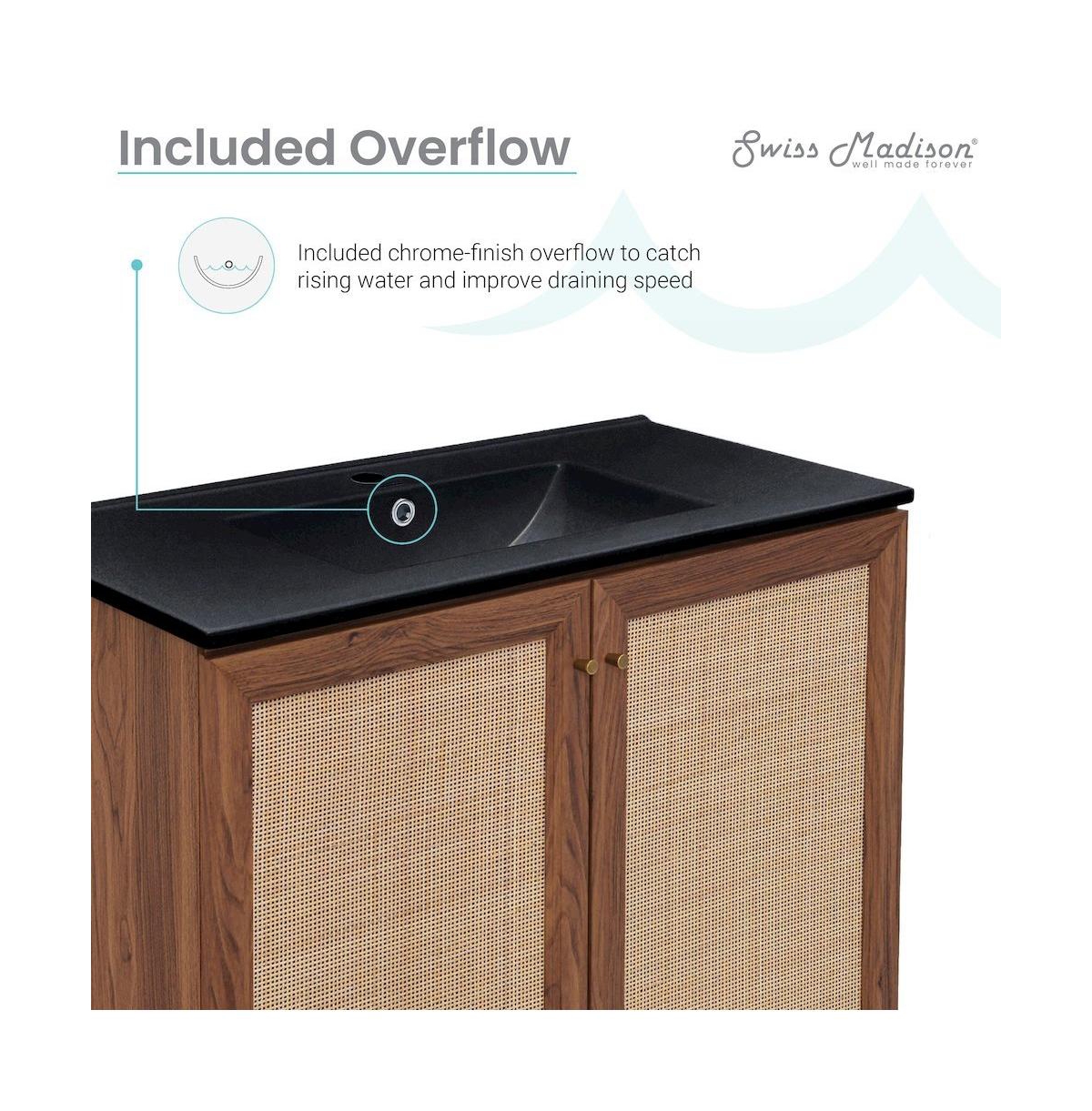 Swiss Madison Classe 36" Freestanding Bathroom Vanity in Oak with Sink Top