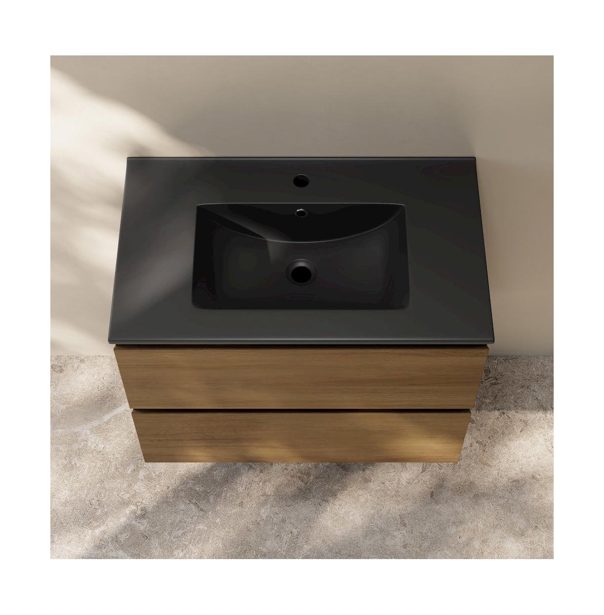 Swiss Madison Liberte 30" Wall-Mounted Bathroom Vanity in Brown Oak with Sink Top