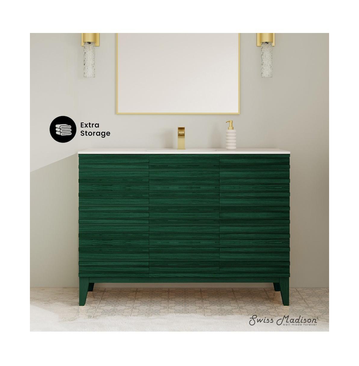 Swiss MadisonCascade 48" Freestanding Bathroom Vanity in Green Oak with Sink Top