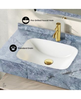 Avancer 36" Wall-Mounted Bathroom Vanity in White Oak with Blue Celeste Sink Top