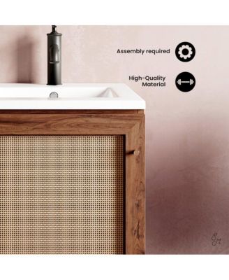 Classe 18" Freestanding Bathroom Vanity in Brown Oak with Sink Top