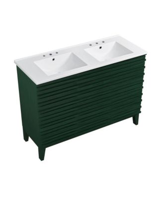 48" Freestanding Bathroom Vanity, 3-Hole Widespread Double Basin Sink Top