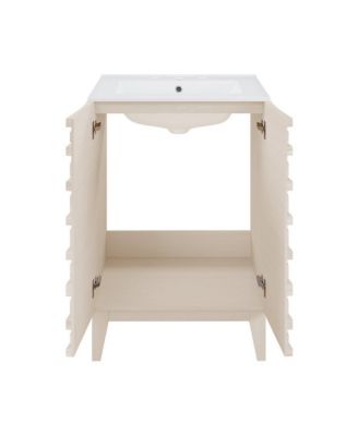 Cascade 24 in. White Oak Bathroom Vanity With White, 3-Hole Ceramic Sink Top