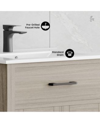 Burdon 24" Freestanding Bathroom Vanity in Weathered Oak with Sink Top