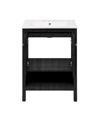 24" MDF 3-Hole Centerset Sink Top Freestanding Bathroom Vanity