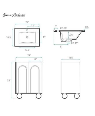 Plaisir II 24" Freestanding Bathroom Vanity in Brown Oak with Sink Top