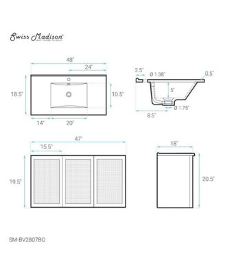 Classe 48" Wall-Mounted Bathroom Vanity in Brown Oak