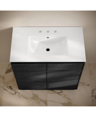 36" Freestanding Bathroom Vanity in Black Oak with 3-Hole Widespread Sink Top