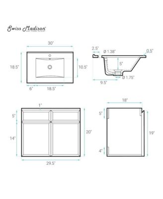St. Tropez 30" Wall-Mounted Bathroom Vanity in Natural Oak with Sink Top