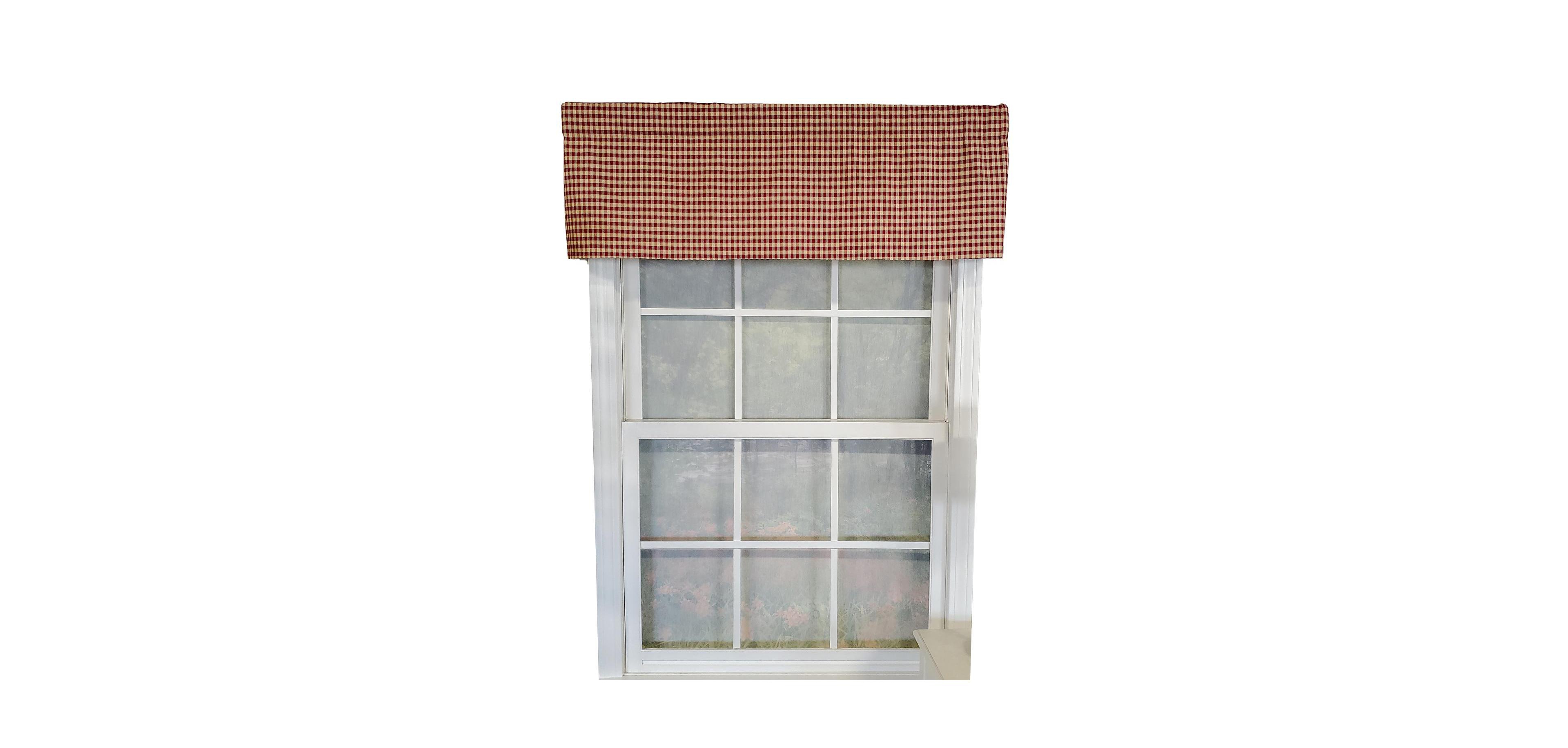 Rlf Home Rusty Check Tailored 100% Cotton with Fully Lined Rod Pocket Valnance for Windows