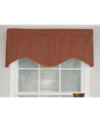 Olivia Stripe Trimmed Cornice 100% Cotton with Fully Lined 3" Rod Pocket Valnance for Windows 50" x 17" Multi