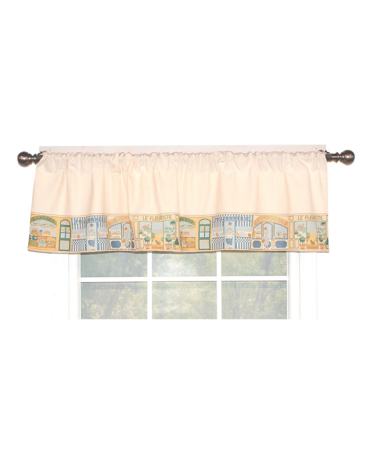 Rlf Home Jour De Shopping Banded 100% Cotton with Fully Lined 3" Rod Pocket Valnance for Windows 50" x 15" Ivory