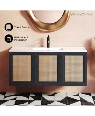 Classe 48" Wall-Mounted Bathroom Vanity in Black Oak