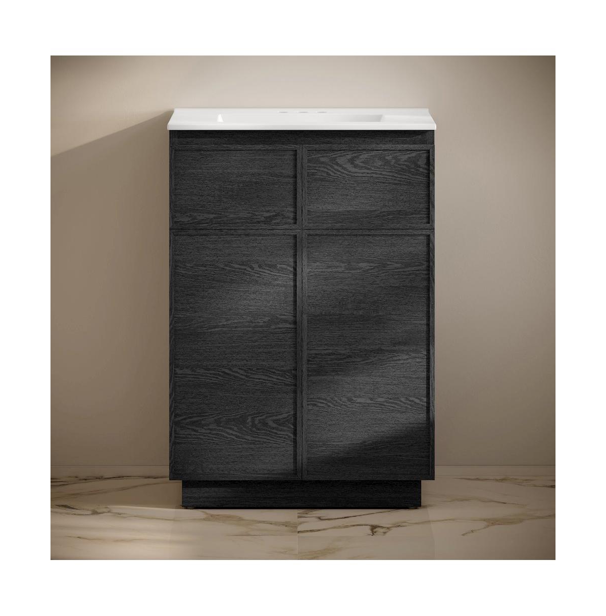 Swiss Madison24" Freestanding Bathroom Vanity in Black Oak with 3-Hole Centerset Sink Top