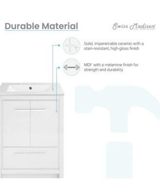 Virage 24 in. White Bathroom Vanity With White, 3-Hole Ceramic Sink Top