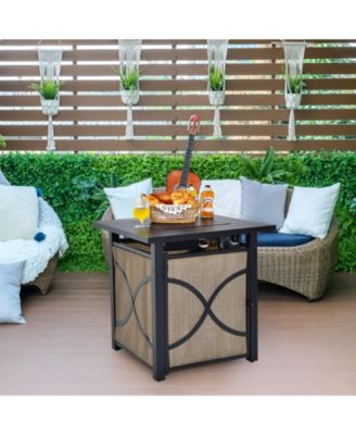 25 Inch 40000 BTU Propane Fire Pit Table with Lid and Fire Glass