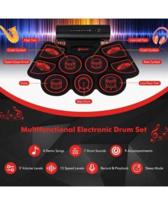 Electronic Drum Set with 2 Build-in Stereo Speakers for Kids