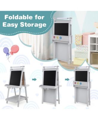 3-in-1 Double-sided Art Easel with Chalkboard and Magnetic Whiteboard