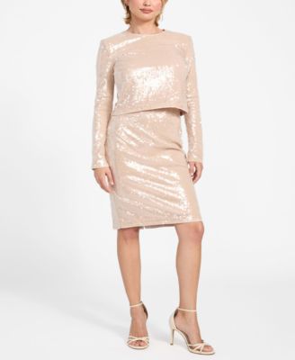 Women's Lavinia Sequin Long-Sleeve Sequin Top and Pencil Skirt