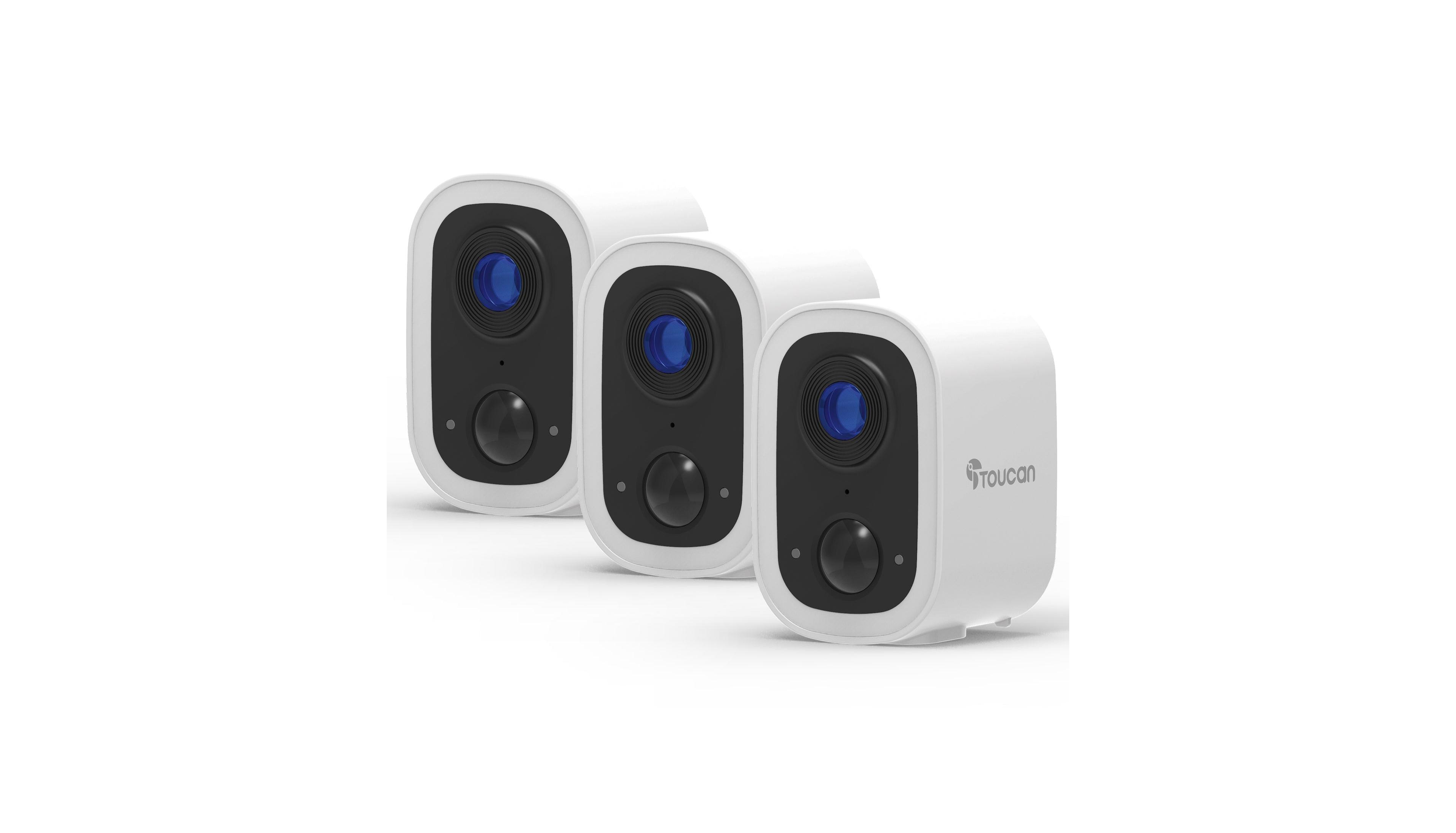 Toucan S4 Rechargeable 2K Quad Hd Wireless Motion-Activated Security Camera, 3-Pack