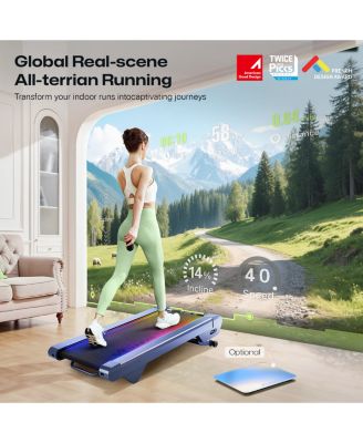 CyberPad for Home, 14% Max Incline Underdesk Walking Pad, Extended Walking Surface, Quiet Brushless Motor, App Controlled, LED Lighting 