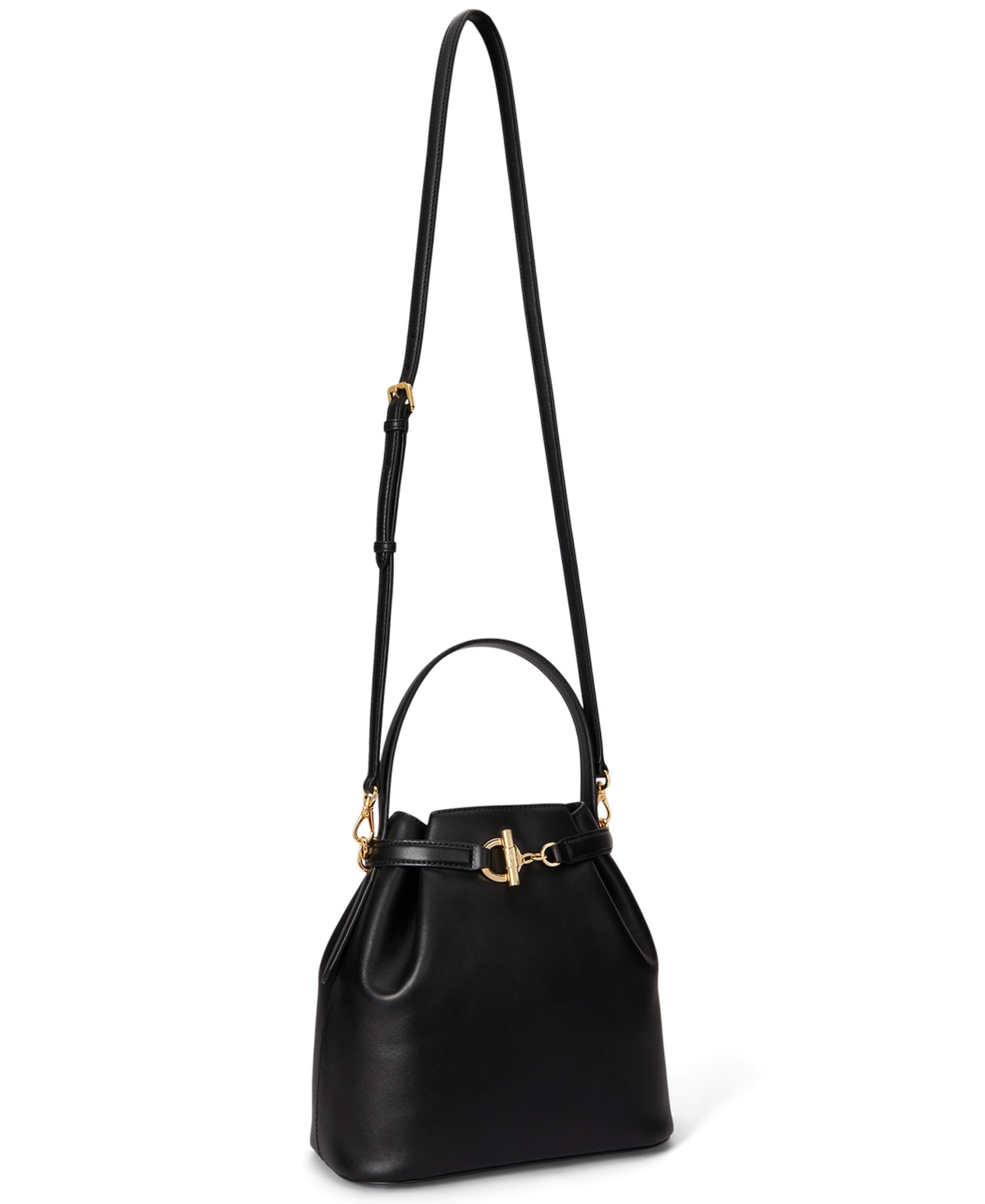 Ralph Lauren Leather Small Bucket Bag In Black