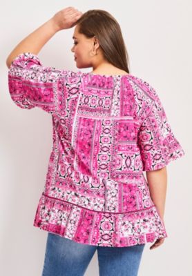 Women's Plus Size Flutter Sleeve Top