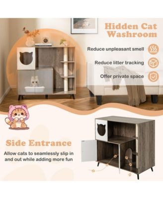 Cat Litter Box Enclosure 5-in-1 Enlarged Cat Litter Cabinet Furniture